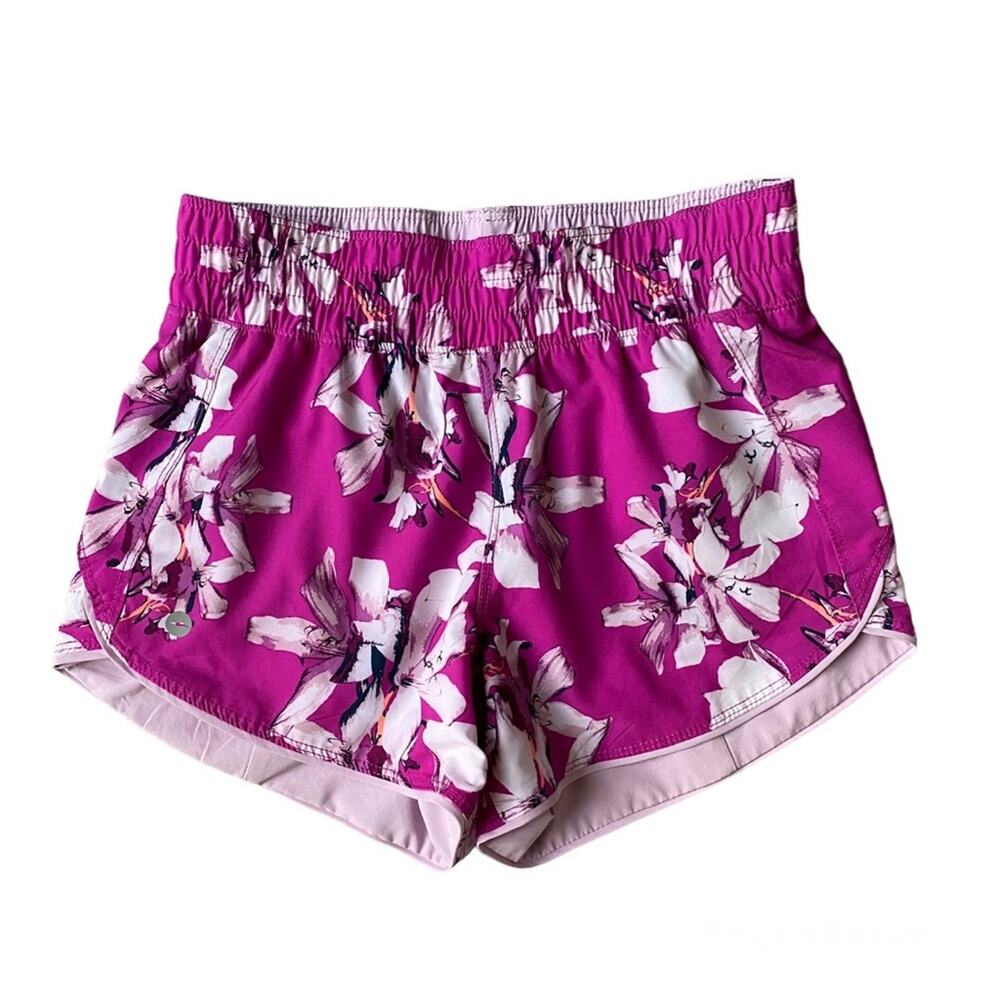 Girls M 7-8 Avia Athletic Active Reversible Floral Light Purple Magenta Shorts